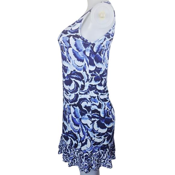 Tommy Bahama Blue Ruffle Bottom Pockets Summer Vacation Women's Dress XS - Picture 2 of 4